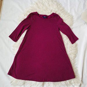 Gap Kids Girls Burgundy‎ Long Sleeve Polka Dot Swing Dress Modest Medium